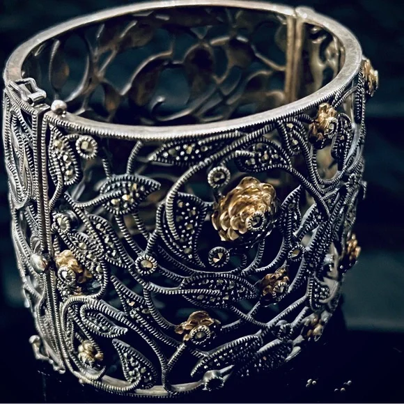 Judith Jack 90g Museum Piece- Sterling and 14kg Rose Cuff- one of a kind Elite